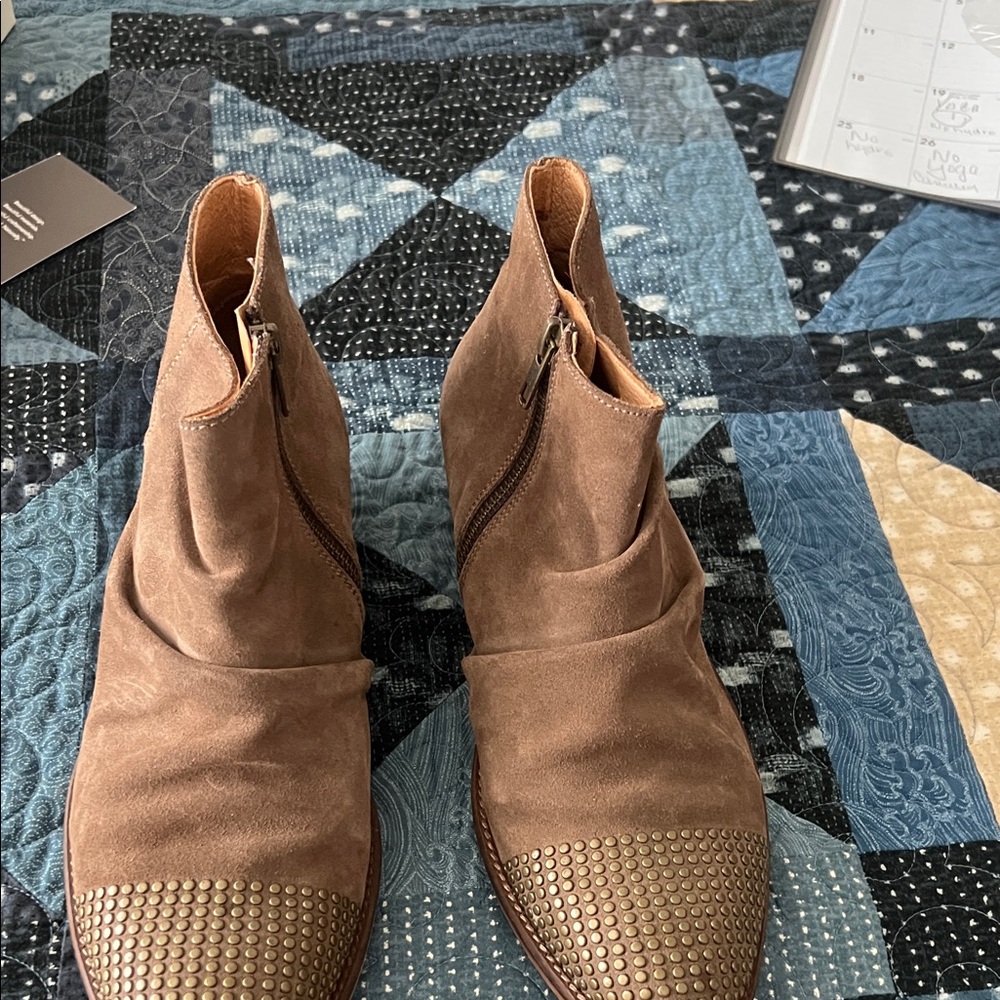 Garnet Hill Tan Suede Ankle Booties